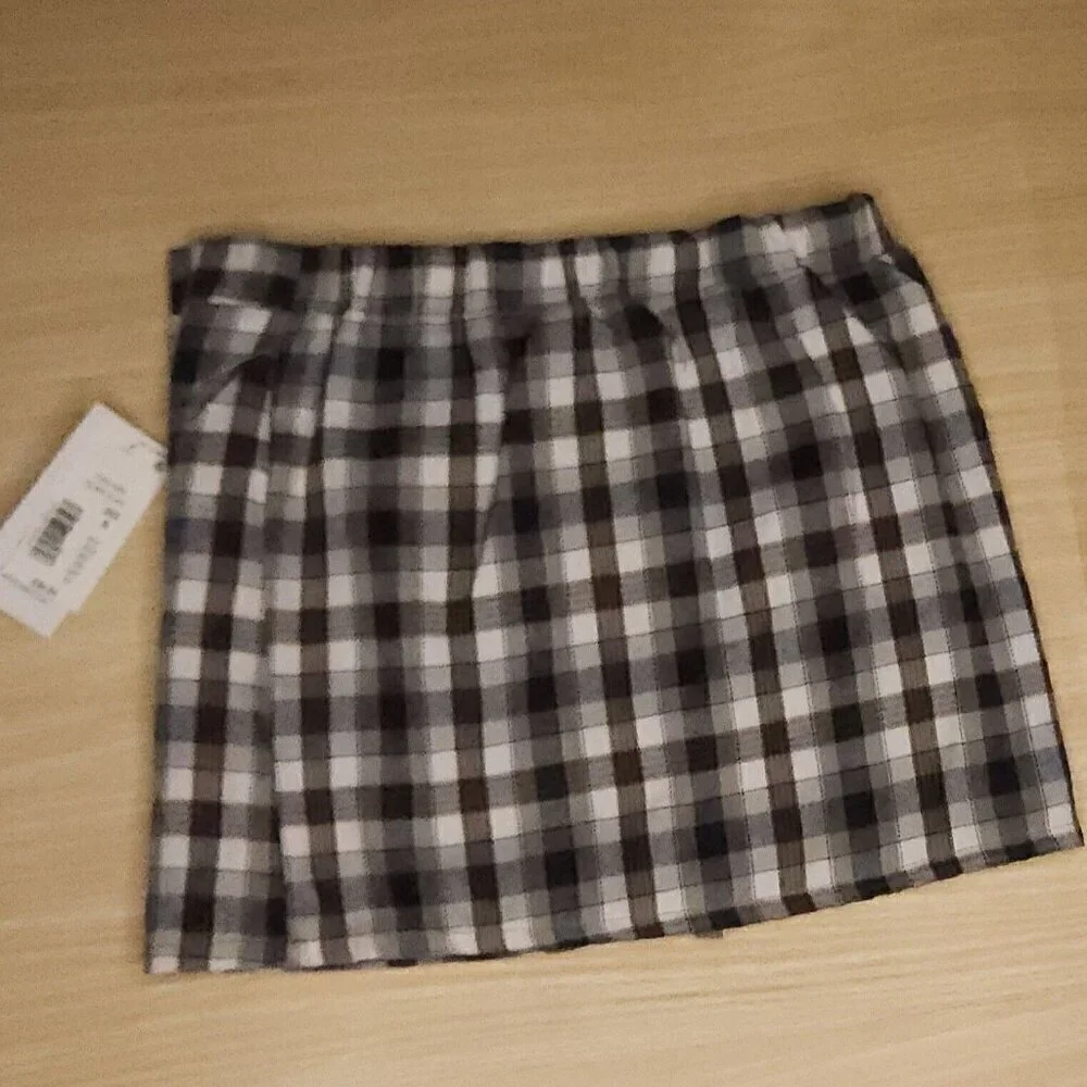 Chelsea & Violet New Girl's Navy Grey White Plaid Wrap Skirt 6